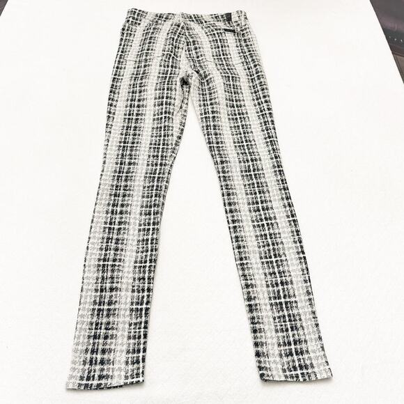 7 For All Mankind Patterned Skinny Jeans Plaid Houndstooth Size 26 - Picture 6 of 8